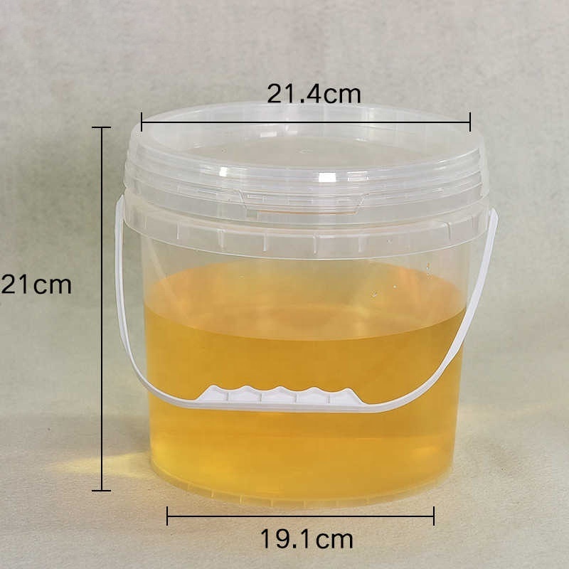 5L Transparent Bucket With Lid Round Transparent Pp Plastic Bucket With Cover