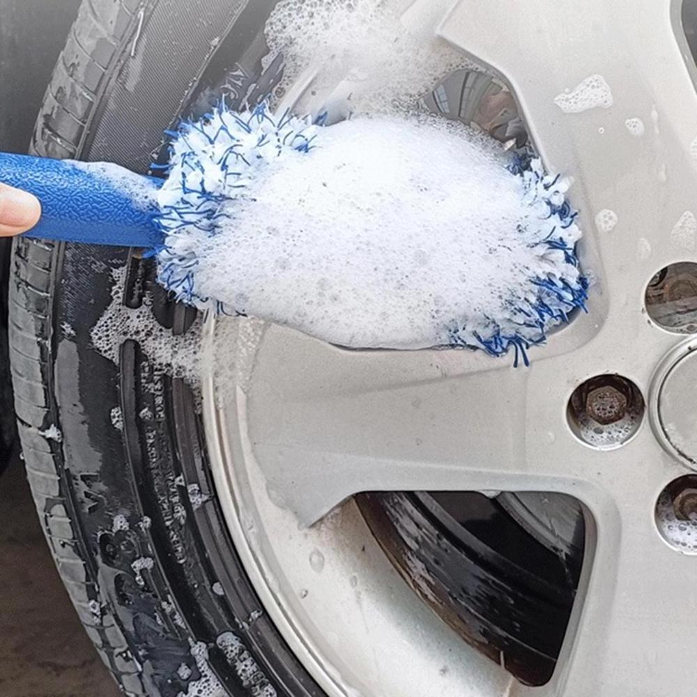 Car Wash Super Brush Plush Premium Wheels Brush Non-Slip Handle Easy Clean Rims Spokes Wheel Barrel Car Accessories