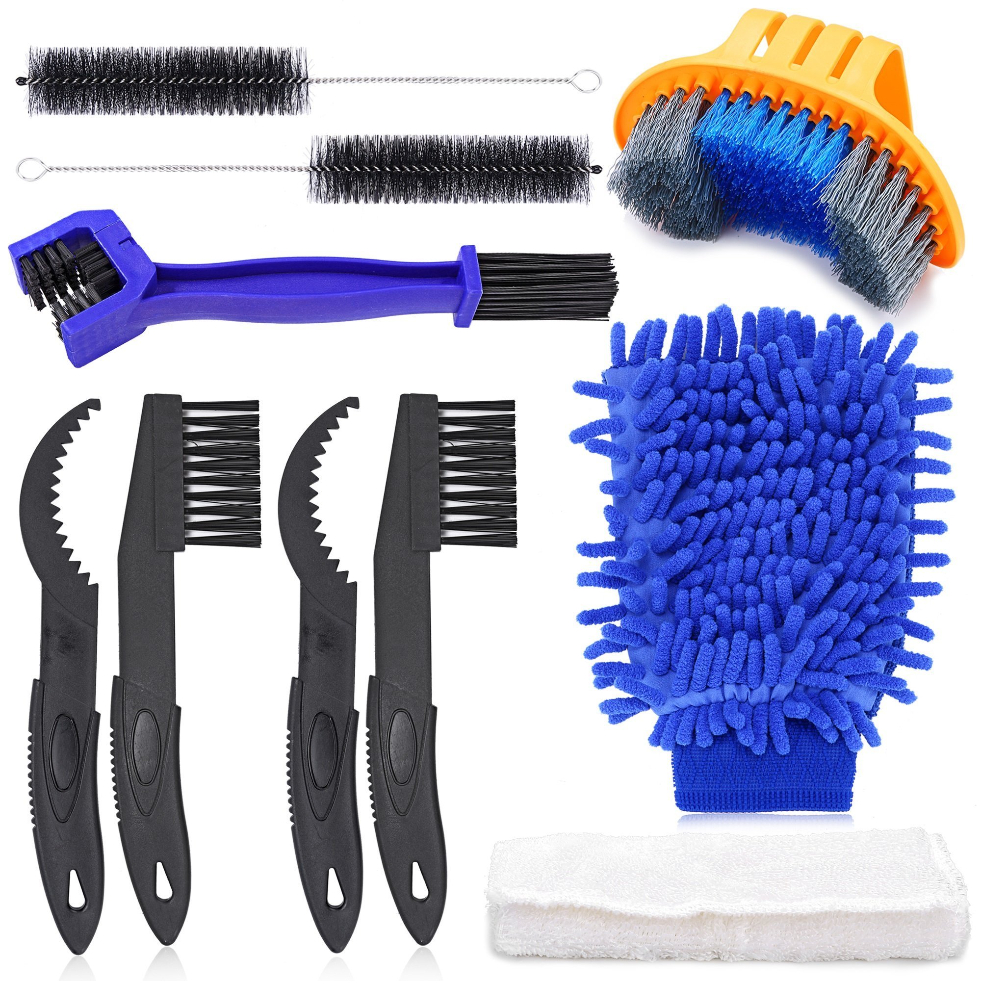 10pcs Bicycle Clean Brush Kit, Motorcycle Bike Chain Cleaning Tools Make Crank/Tire/Sprocket Cycling Corner Stain Dirt