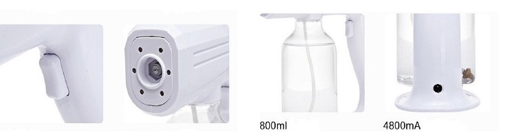 800ml Portable Electric Disinfection Atomizer Blue Light Nano Disinfection Spray Gun