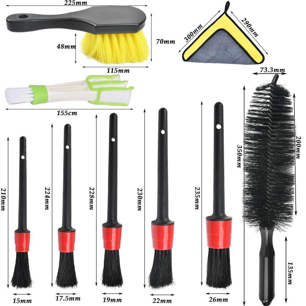 9Pcs Car Wheel Brush Set, Car Detailing Kit, 14inch Long Soft Wheel Brush