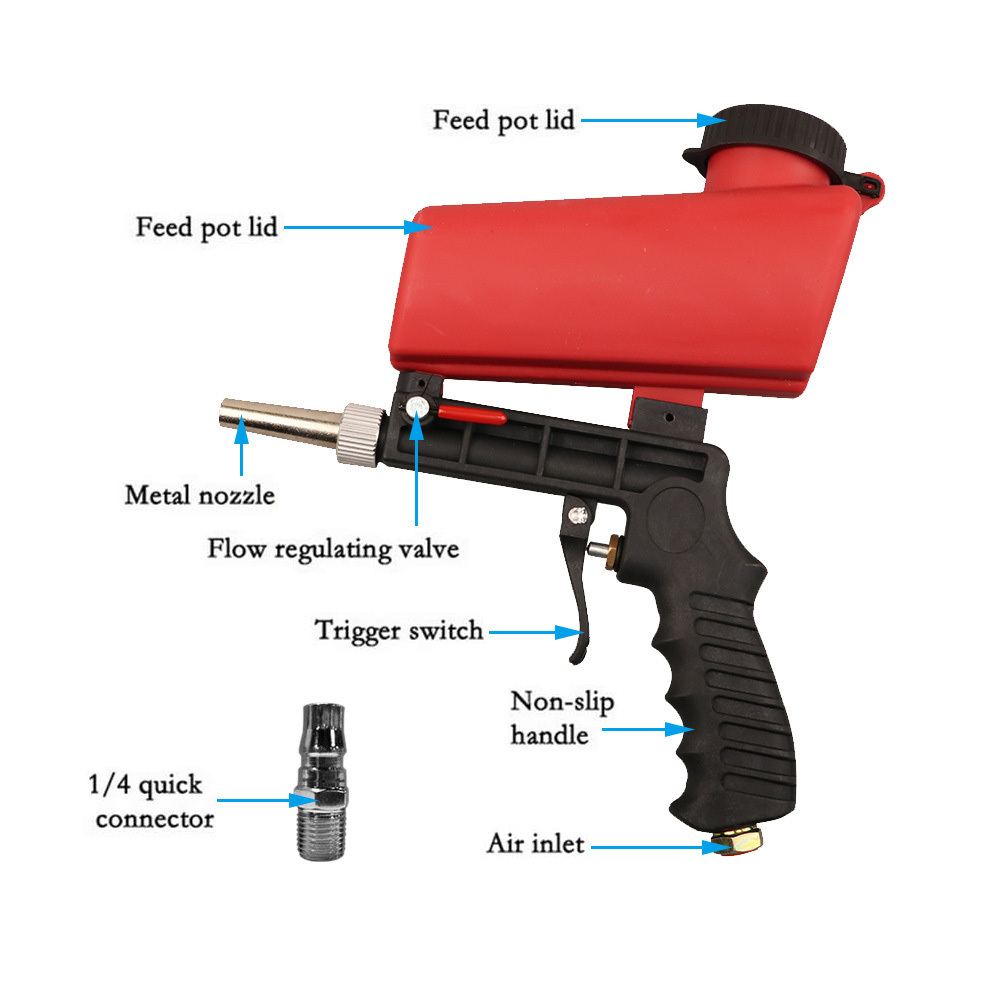 Air Hand Held SandBlaster Gun Gravity Feed Sand Blaster Legerity Function Sandblasting Gun