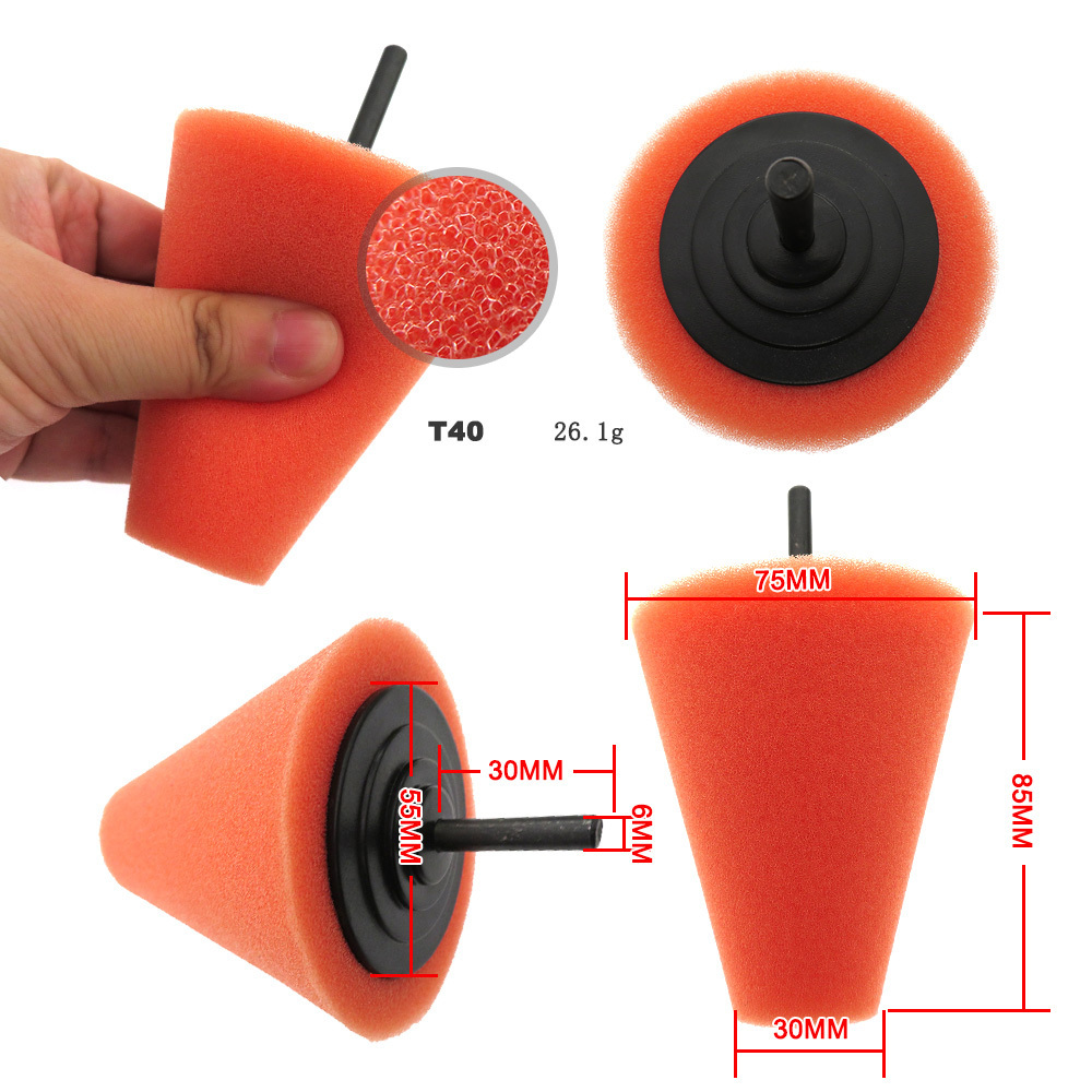 Orange Polishing Heavy Cutting Pad Sponge Cone Polishing Foam Pads For Car Wheel Hub Car Tool