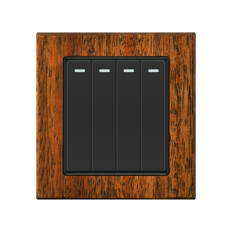 New Design Retro Wood Series US 3 Gang Light Switches Dimmable Big Button Electrical Wall Switch