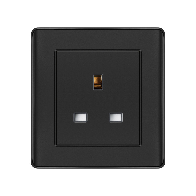 Single Switched Power Socket With PC Paint Black Cover 13 Amp Universal Wall Electrical Socket with Indicator