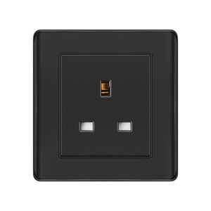 Single Switched Power Socket With PC Paint Black Cover 13 Amp Universal Wall Electrical Socket with Indicator