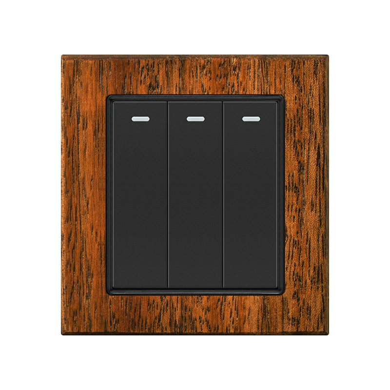 New Design Retro Wood Series US 3 Gang Light Switches Dimmable Big Button Electrical Wall Switch