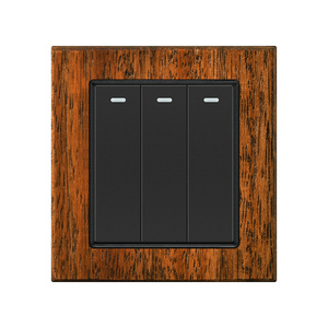 New Design Retro Wood Series US 3 Gang Light Switches Dimmable Big Button Electrical Wall Switch