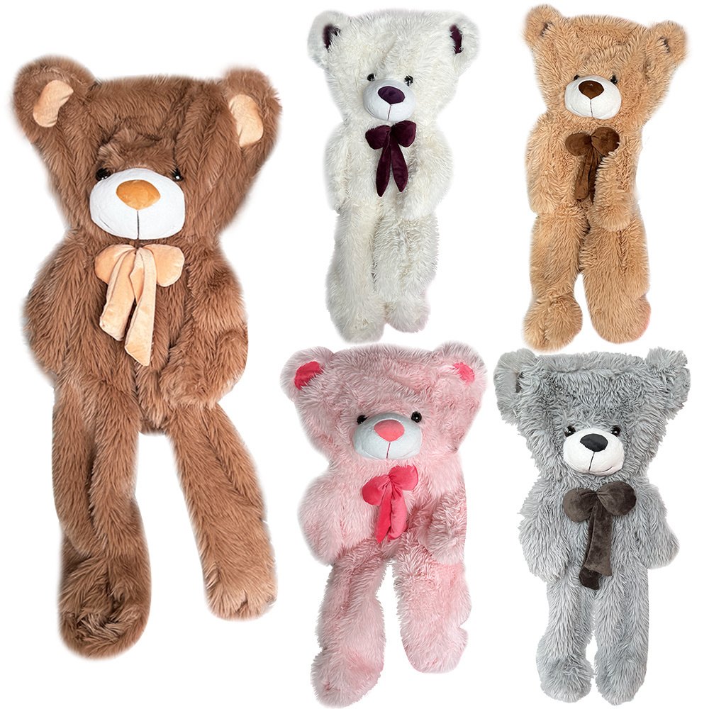 Long Hair Giant Peluches Unstuffed Teddy Bear Skin With Bow Tie Stuffed Animal Toys Teddy Bear Plushie