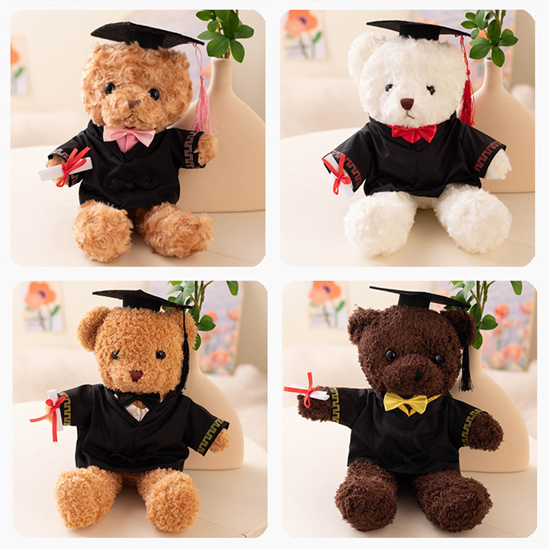 Smart Plushies Comfort Uniform Bear Stuffed Animal Toys Dr. Teddy Bear Peluches Graduation Gift