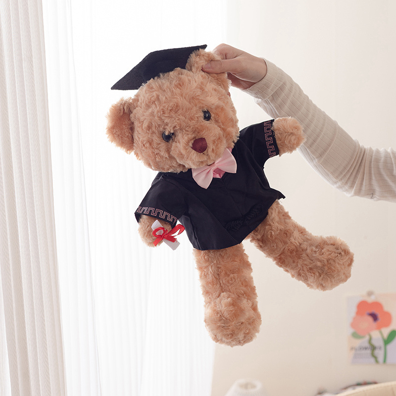 Smart Plushies Comfort Uniform Bear Stuffed Animal Toys Dr. Teddy Bear Peluches Graduation Gift