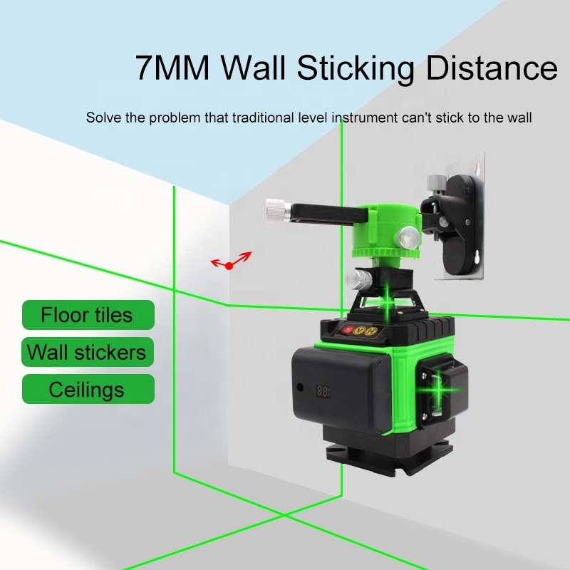 16 cross lines rotary 360 laser levels lazer 4 d green super light beam auto level long distance 50m with tripod