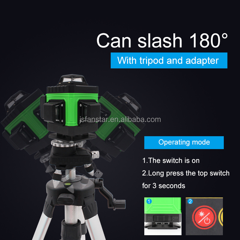 16 cross lines rotary 360 laser levels lazer 4 d green super light beam auto level long distance 50m with tripod