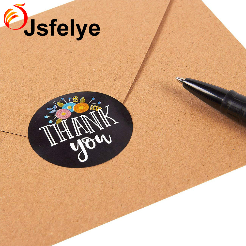 custom design Round Adhesives Thank You Floral Sticker Labels