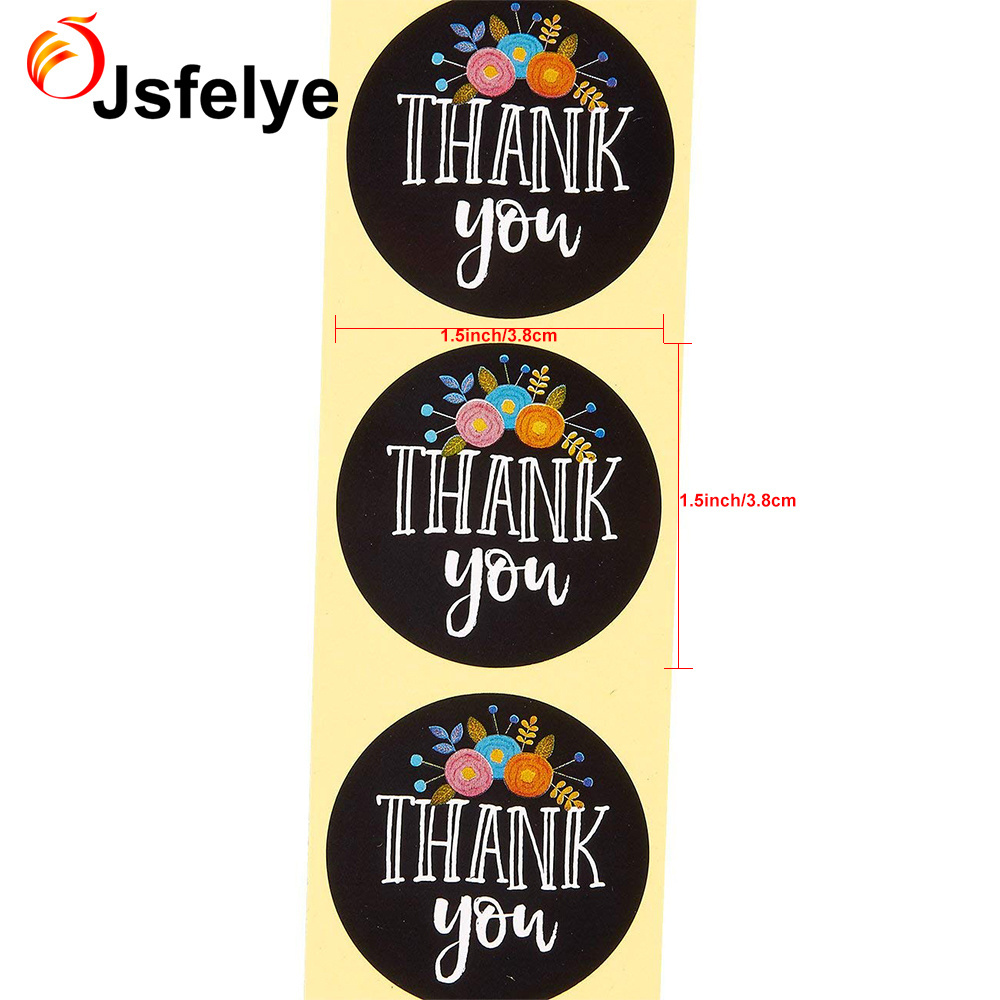 custom design Round Adhesives Thank You Floral Sticker Labels