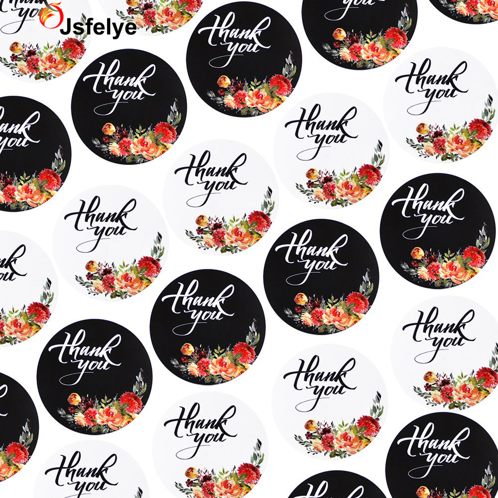 1.5inch Circle Floral Thank You Stickers Adhesive Label for Baby Shower Birthday Party