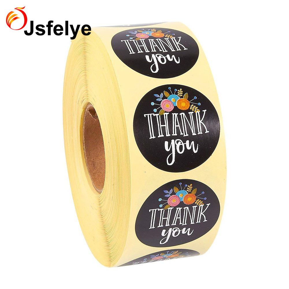 custom design Round Adhesives Thank You Floral Sticker Labels