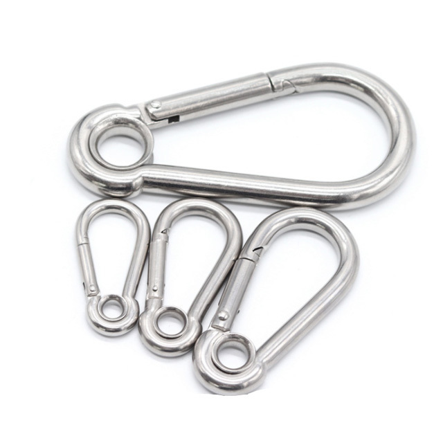 Manufacture stainless steel locking carabiner with holes M9 Spring Snap Hook Carabiner Hook with Screw Lock with low price