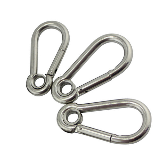 Manufacture stainless steel locking carabiner with holes M9 Spring Snap Hook Carabiner Hook with Screw Lock with low price