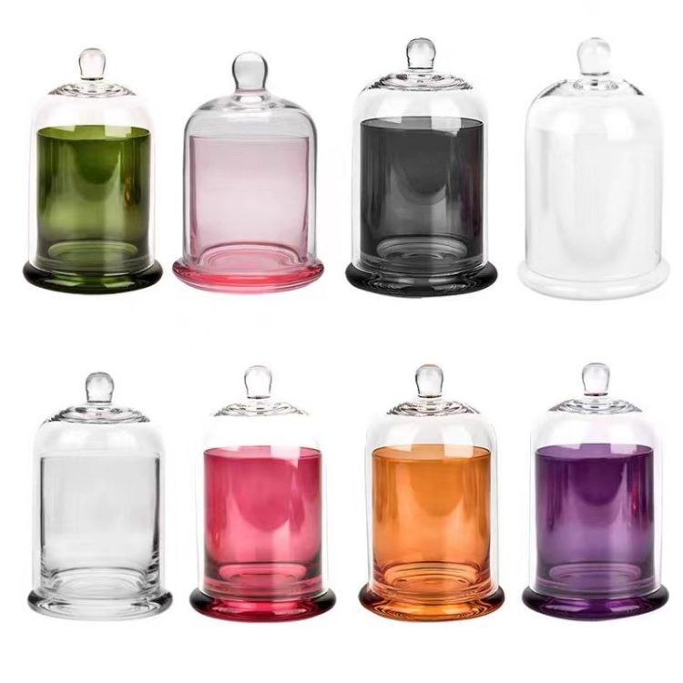 Glass Aromatherapy Expansion Stone Container Jar with Glass Dome Cover Candle Jar Fragrance DIY Candle Making Holder