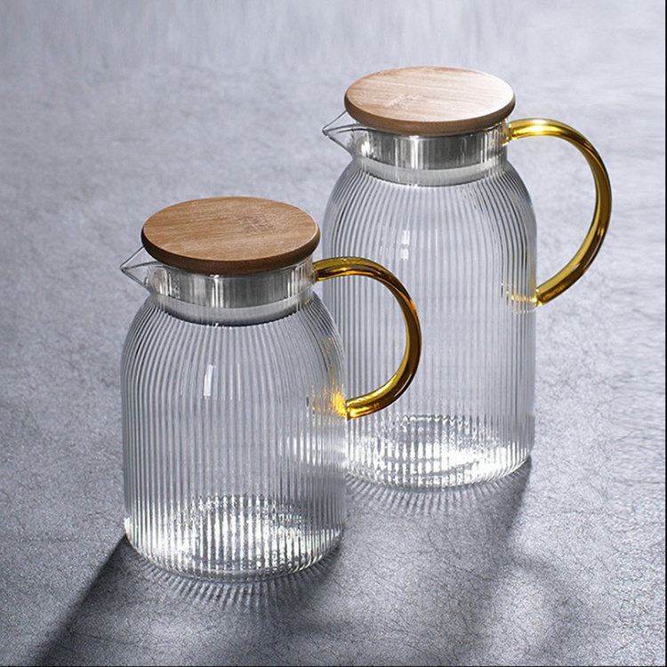 Wholesale 1200ml Big Glass Teapot with Sealed Stainless Metal Lid and Short Pouring Mouth