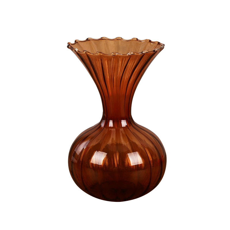 Handmade Glass Vase Decoration For Living Room Decoration Brown Bud Glass Flower Vase