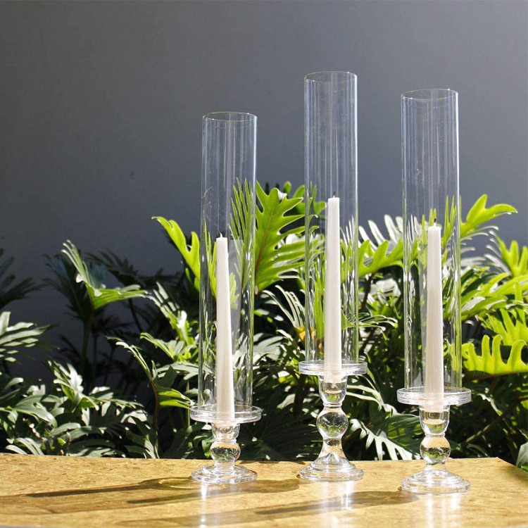 Borosilicate Glass Long Cylinder Tube Two Ends Opened Glass Candle Cover Tall Glass Candle Holder