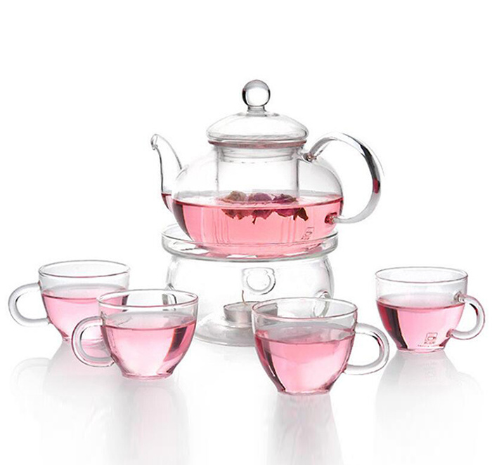 27.5oz 800ml Middle Size Glass Tea Pot Loose Leaf and Blooming Tea Maker Clear Teapot with Removable Infuser