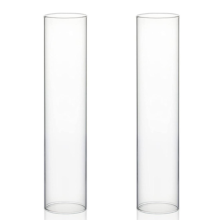 Borosilicate Glass Long Cylinder Tube Two Ends Opened Glass Candle Cover Tall Glass Candle Holder