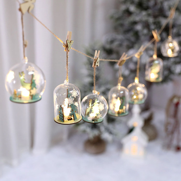 Holiday Home Wedding Party Decorative Led Lighting Hanging Christmas Bauble Globe Glass Ball Ornaments