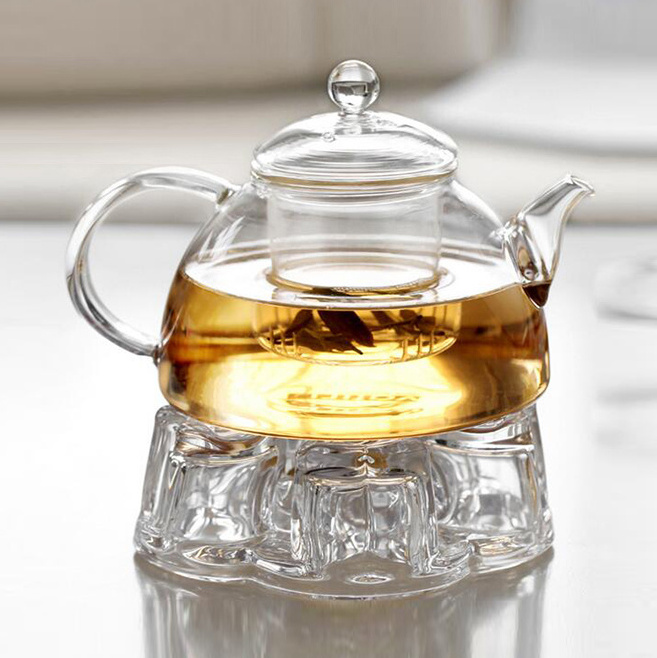 Modern Cheap 20oz Glass Teapot with Glass Infuser and Glass Lid for Scented Tea Loosen Tea Making Container