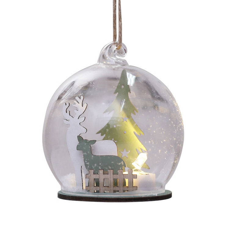 Holiday Home Wedding Party Decorative Led Lighting Hanging Christmas Bauble Globe Glass Ball Ornaments