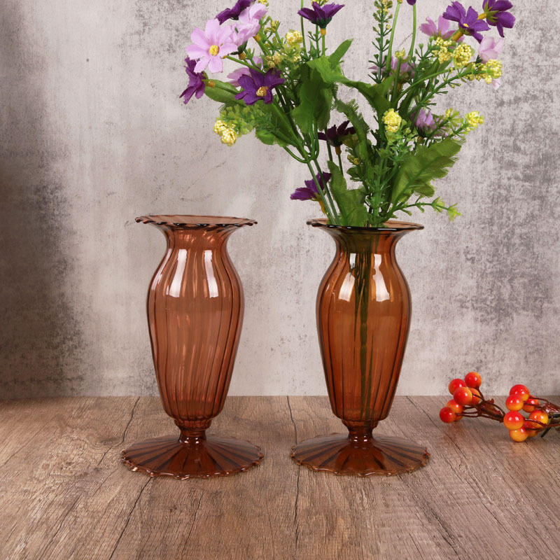 Handmade Glass Vase Decoration For Living Room Decoration Brown Bud Glass Flower Vase