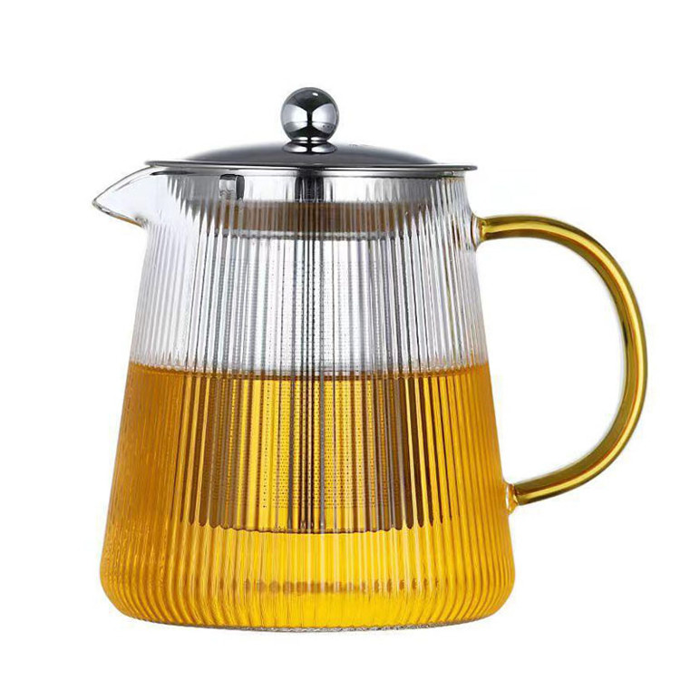 750ml Glass Teapot With Infuser Glass Tea Kettle With Stainless Steel Removable Infuser For Blooming Tea Loose Leaf Tea