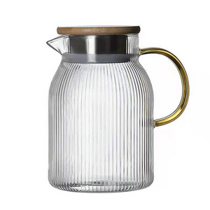 Wholesale 1200ml Big Glass Teapot with Sealed Stainless Metal Lid and Short Pouring Mouth