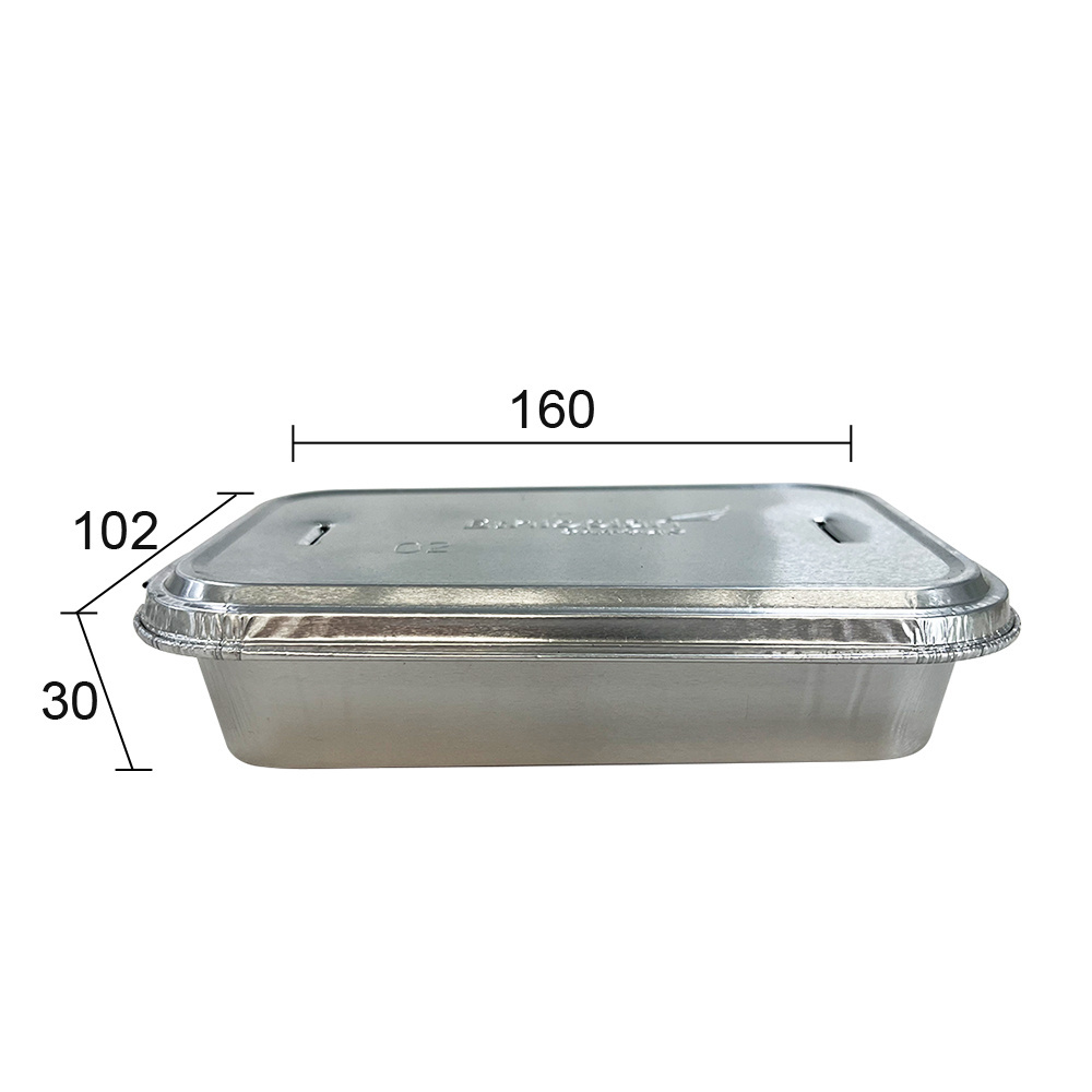 Aluminum Foil Airline Food Packing White Container With Foil Lids Alkuminium Foil Airplane Lunch Boxes