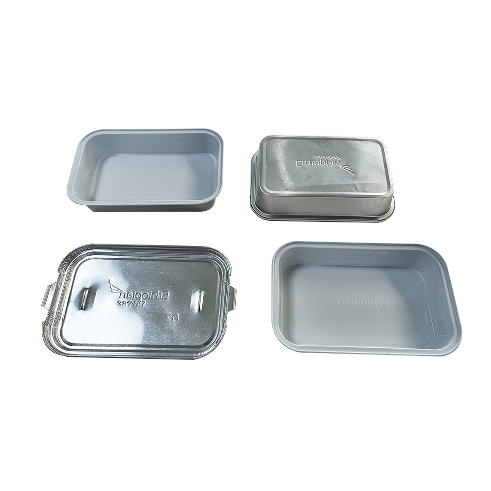 Food Tray Container Bbq Grilled Fast Food Serving Tray With Lid Aluminum Foil Smoothwall Disposable Container