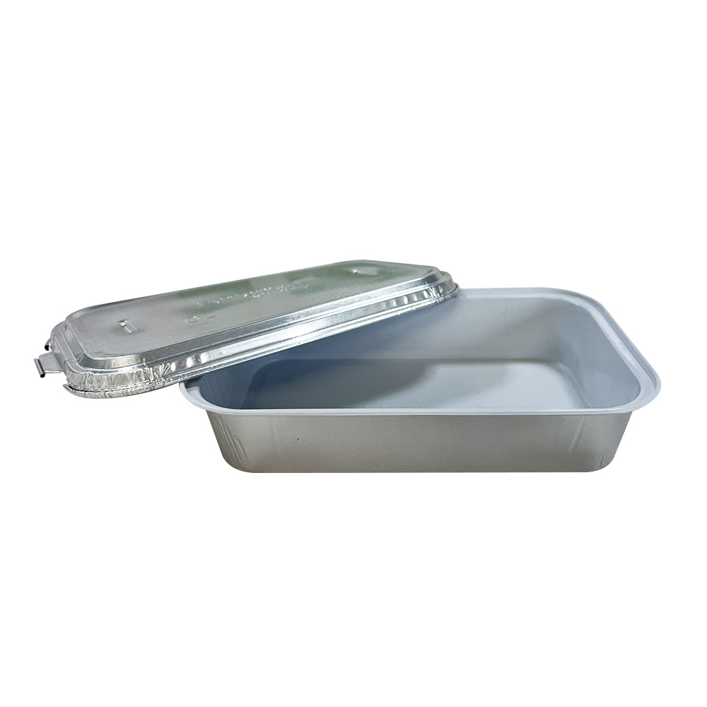 Food Tray Container Bbq Grilled Fast Food Serving Tray With Lid Aluminum Foil Smoothwall Disposable Container