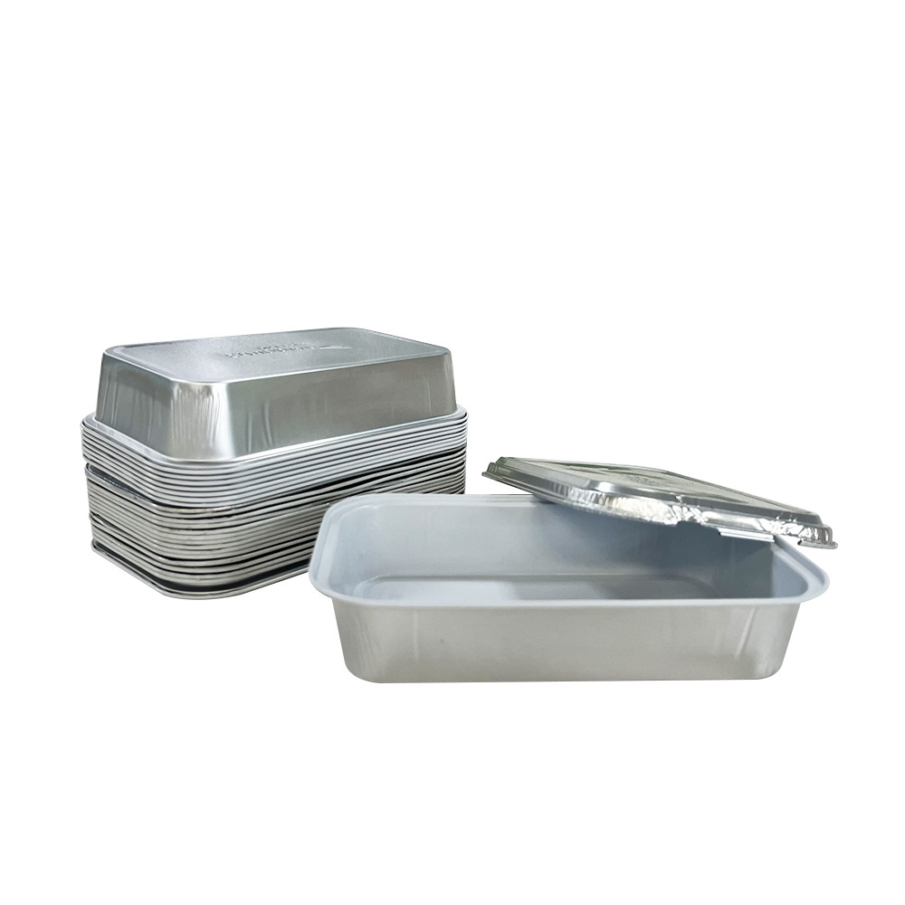 Aluminum Foil Airline Food Packing White Container With Foil Lids Alkuminium Foil Airplane Lunch Boxes