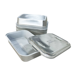 Food Tray Container Bbq Grilled Fast Food Serving Tray With Lid Aluminum Foil Smoothwall Disposable Container