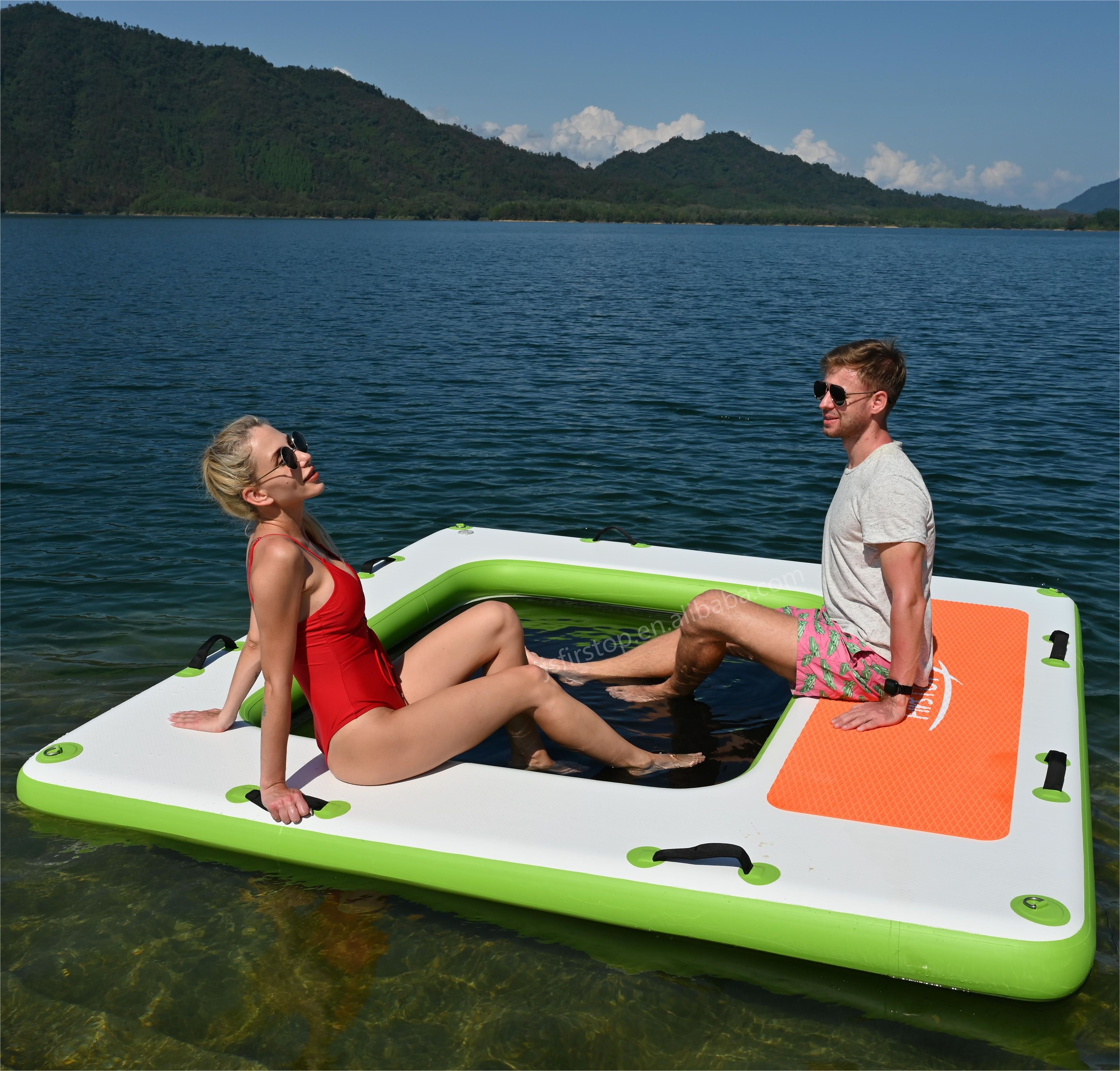 Quality Assurance Custom Inflatable Floating Platform Water Pad Mat Inflatable Floating Pontoon Dock Platform