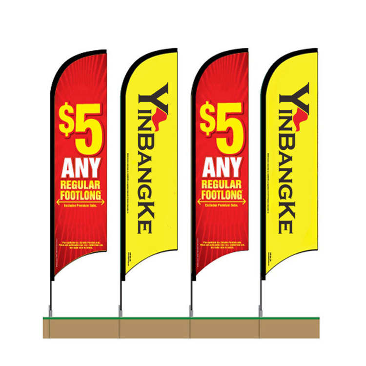 Yinbangke Outdoor Custom Logo Design Printing Promotional Banners Flying Advertising Feather Beach Flags