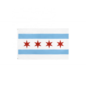 High Quality Blue White Striped American Chicago National Flag With Red Stars