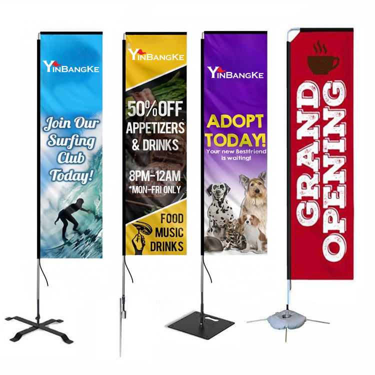 Small MOQ Outdoor Flying Banner Promotion Custom Printed Advertising Feather Teardrop Flag Bali Bow Beach Flag With Cross Base