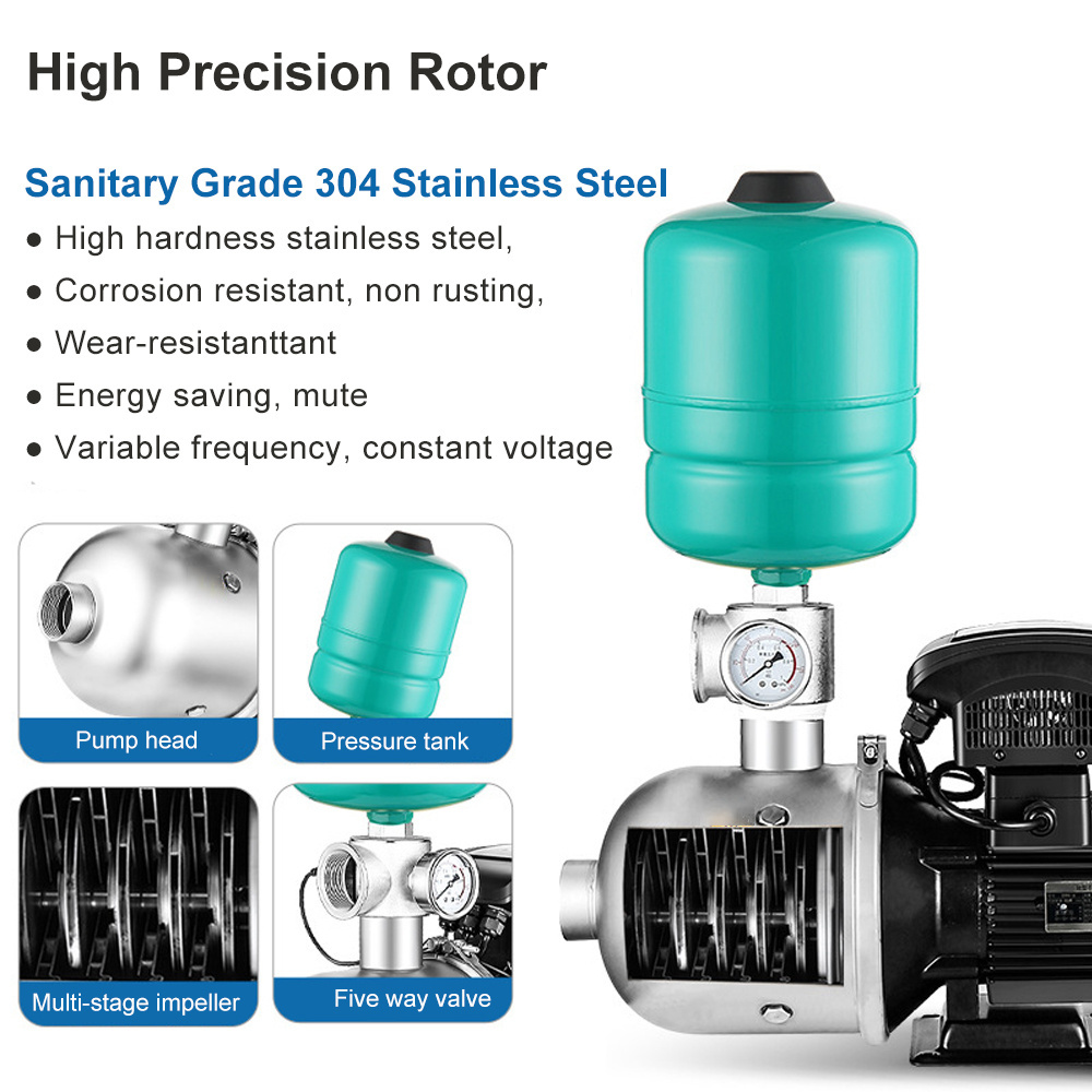 Stainless Steel Variable Frequency Booster Pump Multi-stage Centrifugal Home and Commercial Constant Voltage Hot Water Pump