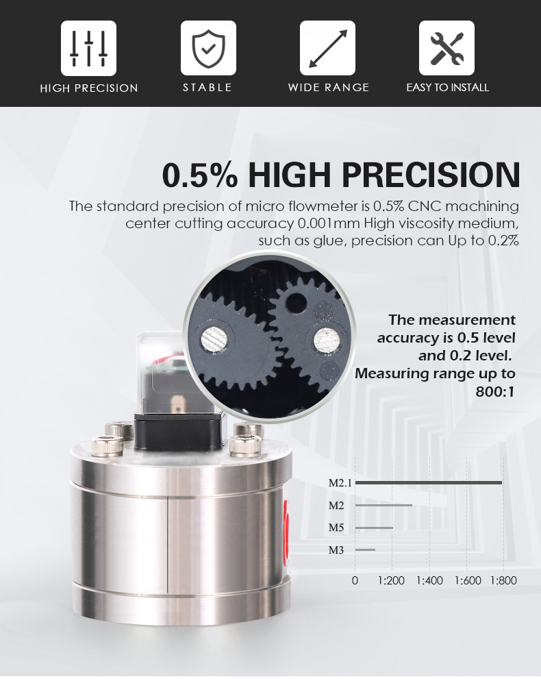 fuel oil positive displacement flowmeter micro gear flow meter