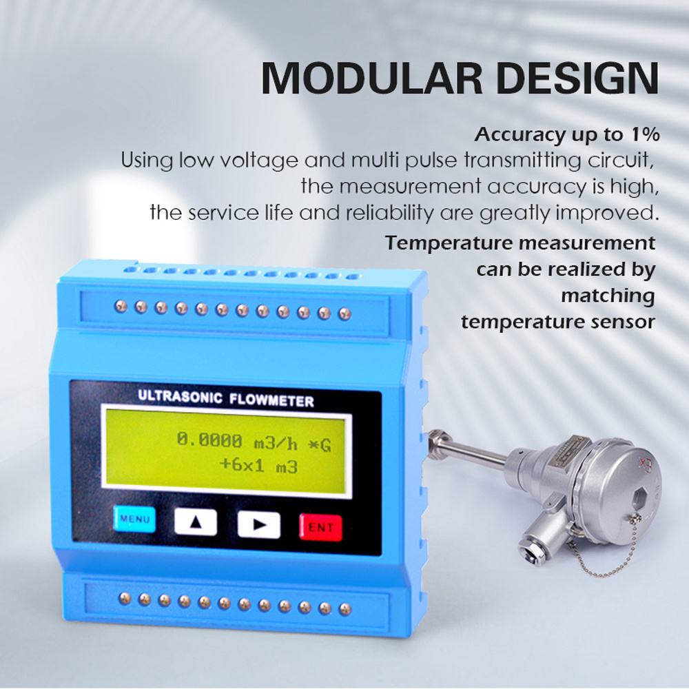 RS485 IP65 Modular Ultrasonic Flow Meter Medium External Clamp Sensor