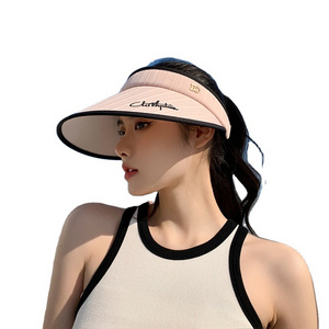 2024 New Summer Stripe Open /empty Top Hat for Women Outdoor sports Outgoing Sunshade Hat Versatile and Fashionable Sunscreen Ha