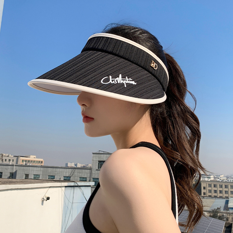 2024 New Summer Stripe Open /empty Top Hat for Women Outdoor sports Outgoing Sunshade Hat Versatile and Fashionable Sunscreen Ha