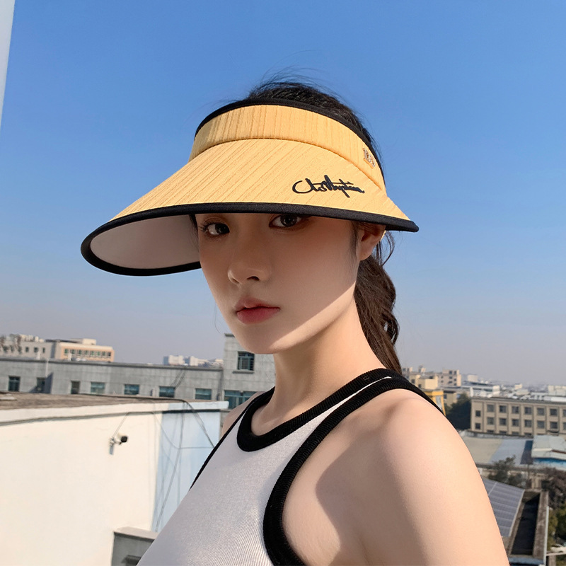 2024 New Summer Stripe Open /empty Top Hat for Women Outdoor sports Outgoing Sunshade Hat Versatile and Fashionable Sunscreen Ha